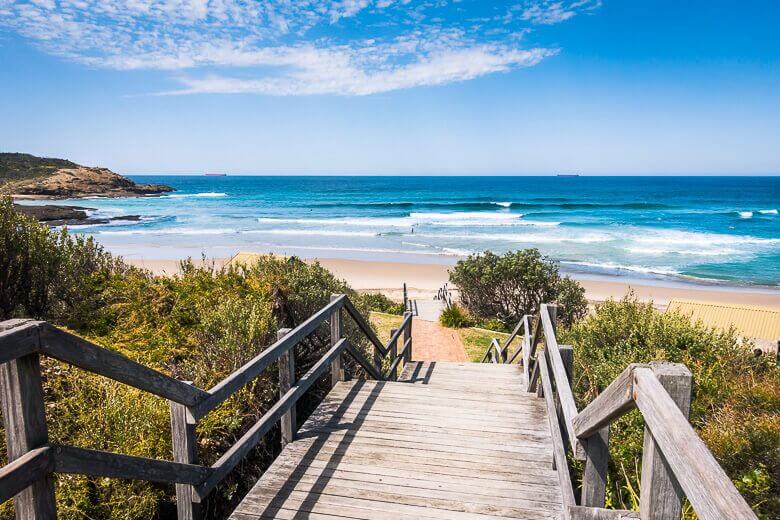 Boardwalk access to Frazer Beach on the Central Coast