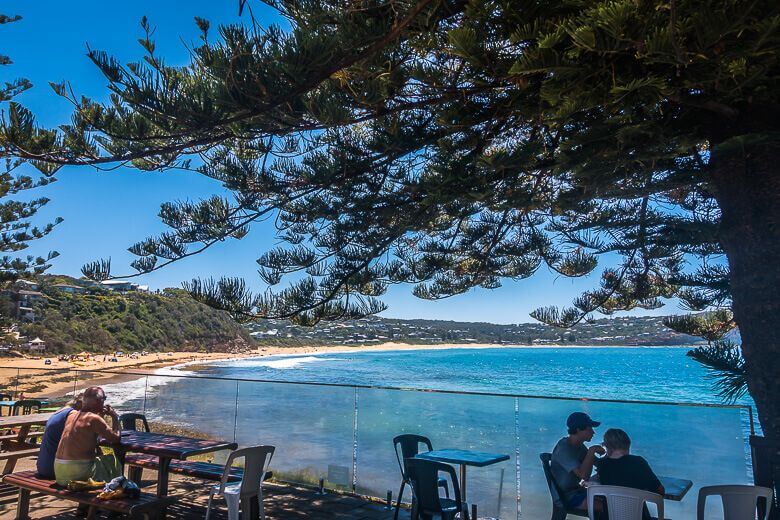 Beachside café overlooking Macmasters Beach on the Central Coast NSW