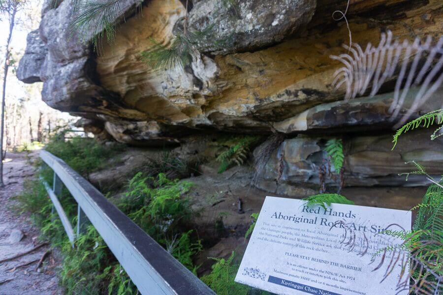 Resolute Beach Loop Walk Guide Red Hands Aboriginal Rock Art Site along the Resolute Beach Loop Walk in Ku-ring-gai Chase National Park