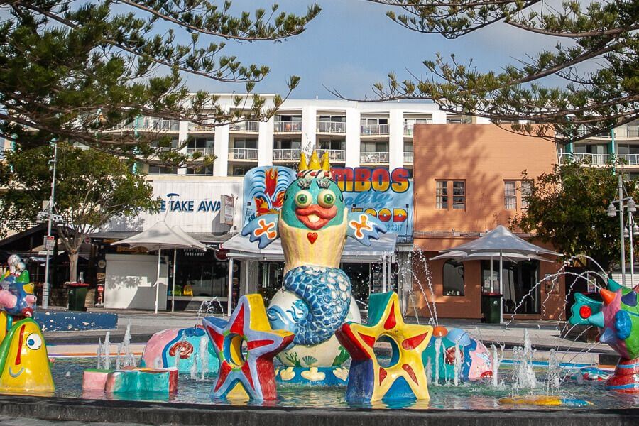 Colourful fountain at Memorial Park in The Entrance NSW