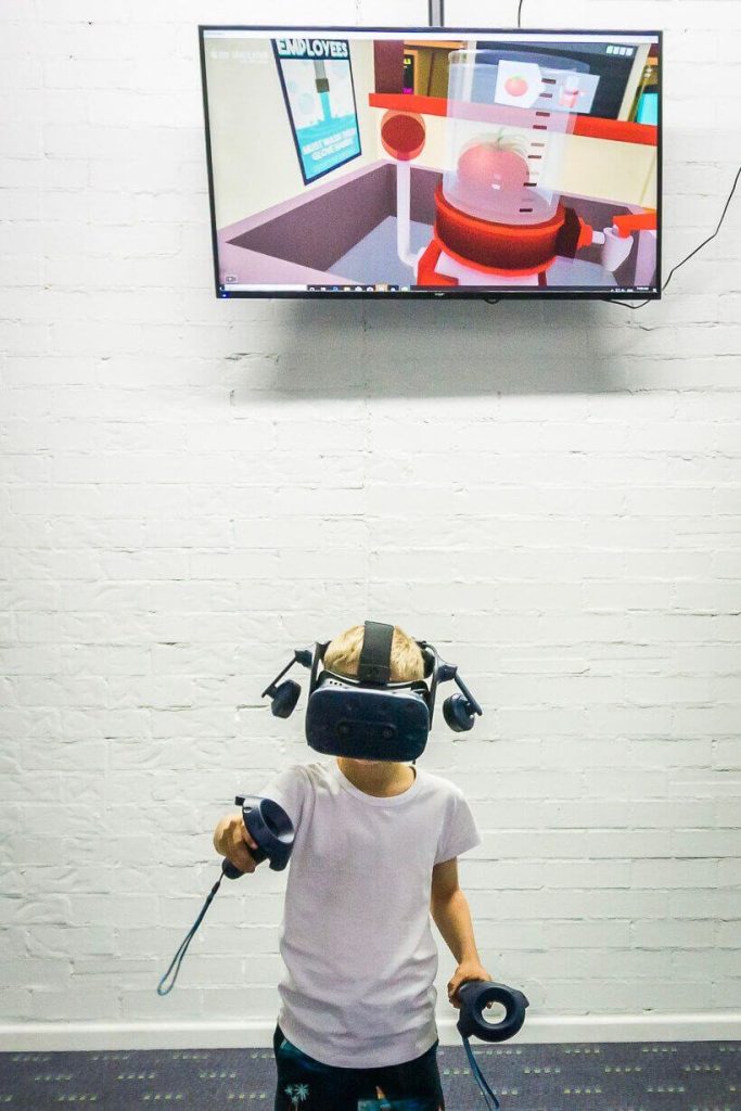 Child playing virtual reality games