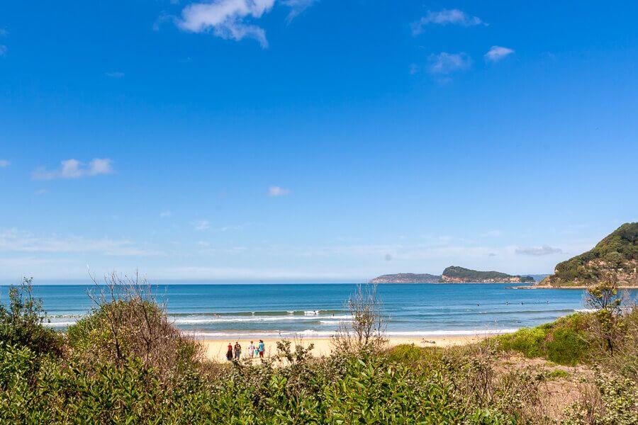View of Umina Beach from coastal dunes on the Central Coast NSW
