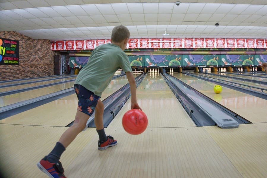 Child bowling at Bateau Bay Ten Pin Bowl on the Central Coast NSW
