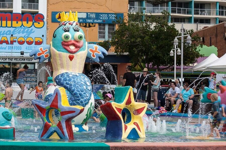 Children playing at the water playground at The Entrance on the Central Coast NSW