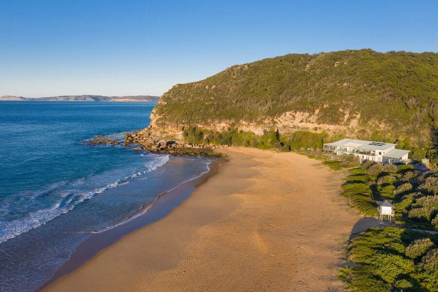 Killcare Beach on the Central Coast NSW with coastal homes and bushland