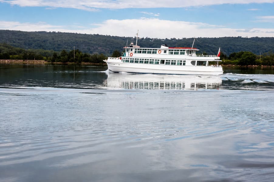 Cruise boat travelling along the Hawkesbury River NSW