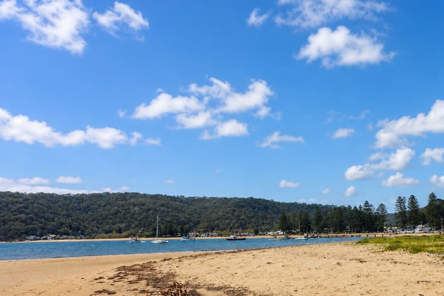 Arriving at Patonga Beach with views across Broken Bay