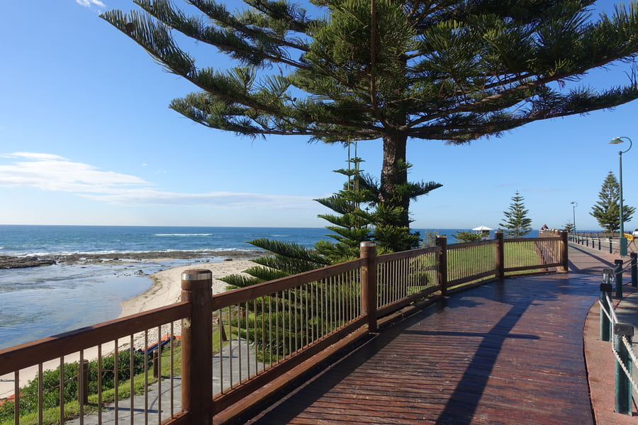Boardwalk lookout overlooking The Entrance Beach and ocean on the Central Coast NSW