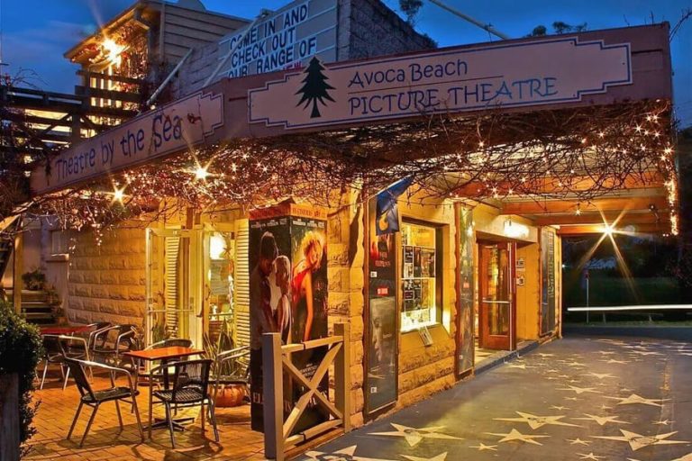 avoca beach picture theatre night lights 768x512