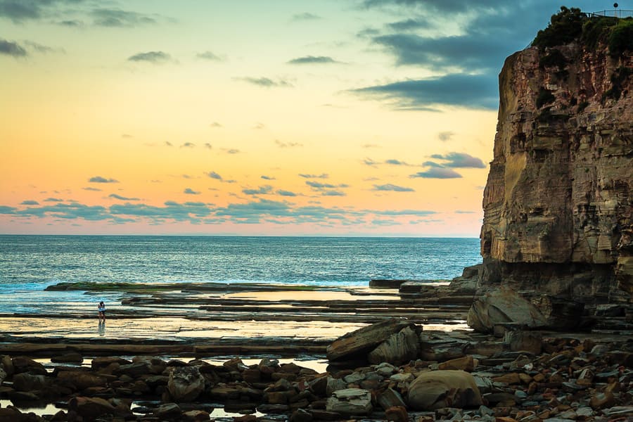 Rocky cliffs and rock platform below the Skillion at Terrigal on the Central Coast of New South Wales.