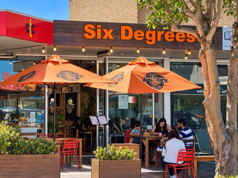 six degrees cafe umina beach orange umbrellas outdoor seating 768x576