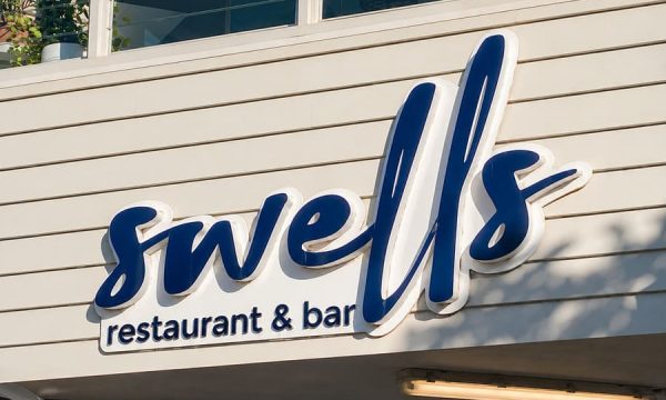 Swells Restaurant & Bar sign on the exterior of the venue in Terrigal NSW